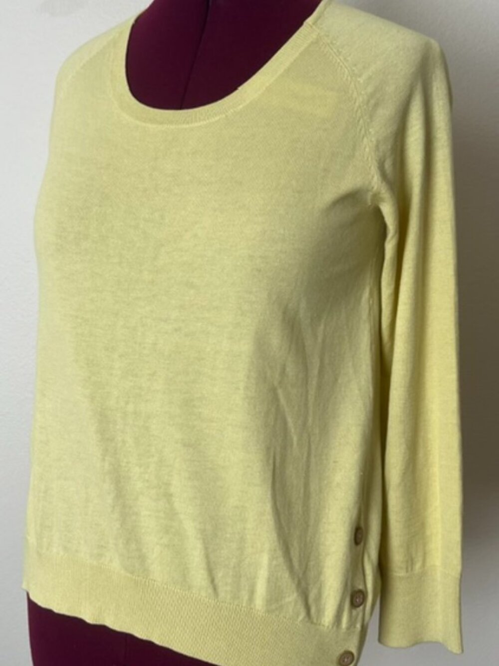 J.JILL Women's yellow knit long sleeve sweater silk blend Size S